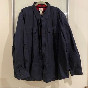LL Bean XXL Flannel Lined Hurricane Shirt Jacket Slate w/Buffalo Plaid 2XL NWOT